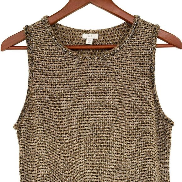 J. Jill Butterscotch Tweed Front Pocket Sleeveless Shift Sweater Dress Small P - Picture 6 of 15